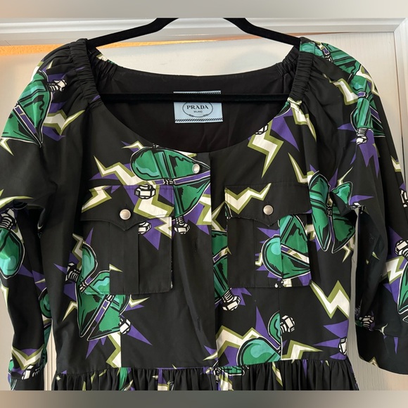 PRADA midi dress black with hearts - Picture 2 of 11